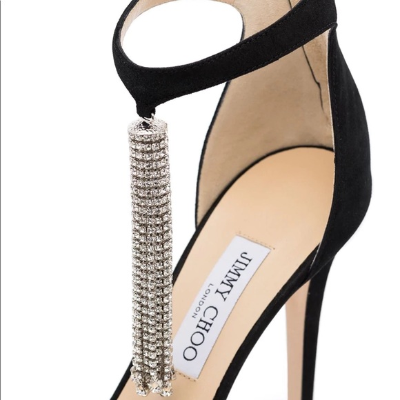 MOVING SALE 🔥🔥NWT Jimmy Choo Viola Suede Crystal Tassel Sandals - Picture 5 of 14